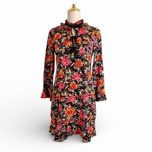 Valentine’s Day! Sandro Paris Doreen Mini Dress 100% Silk Dark Floral Size Small